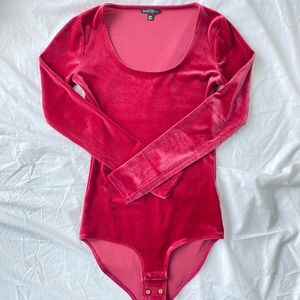 JCrew Red Pink Ave lever Long Sleeve Bodysuit